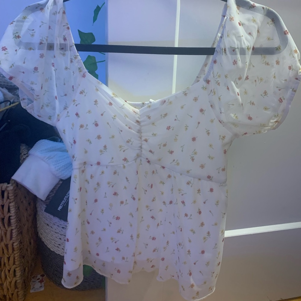 TILLYS sky and sparrow sheer blouse